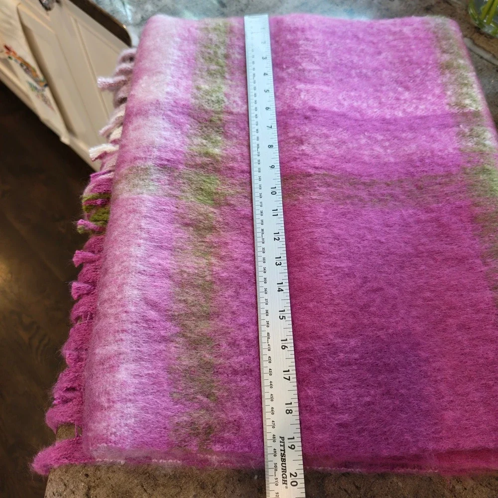 Save the Ocean Pink Plaid Recycled Scarf Oversized Fringe HX-S02 Nordstrom NEW